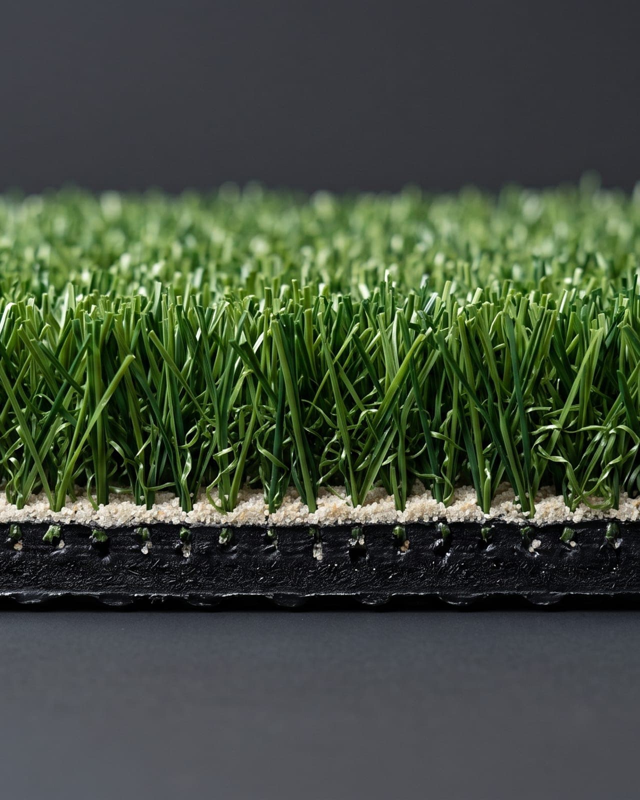 Silica Sand Infill, cutaway view of the Riviera Grass turf system